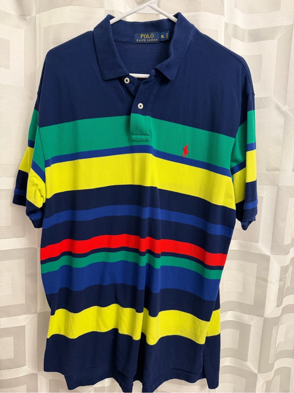 Polo Ralph Lauren striped shirt blue green yellow red size XL